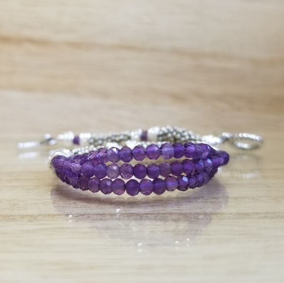Two Tone Amethyst Ladies Toggle Bracelet - Picture 11 of 16